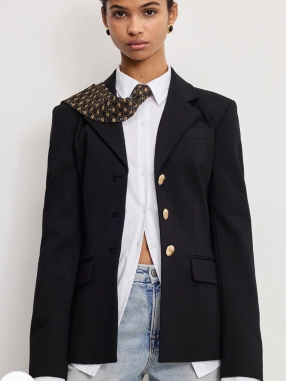 Good American Women's Black Tailored Blazer - gold buttons. New! XS